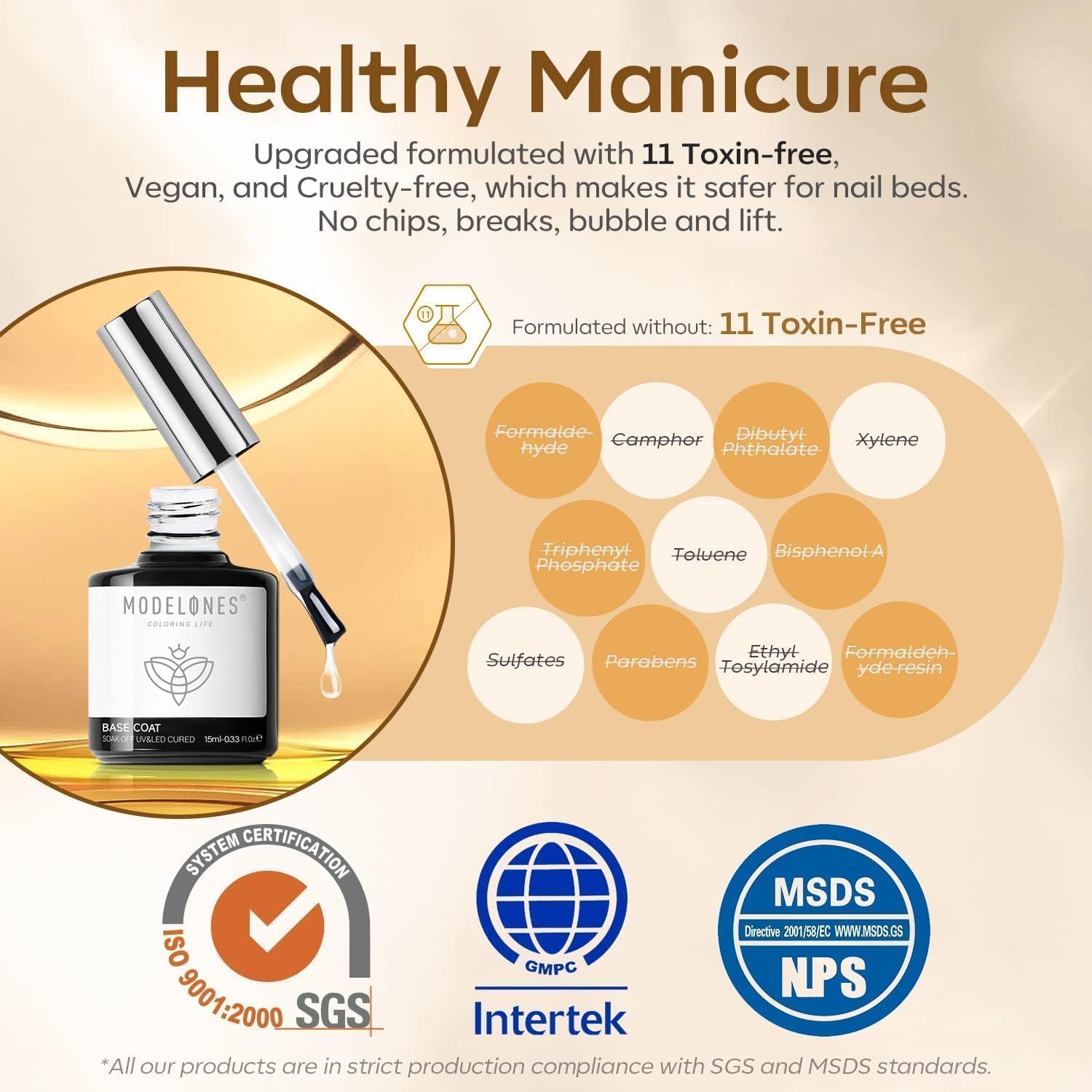 modelones No Wipe Gel Top Coat with White Gel Polish, No Wipe Top Coat Refill, High Gloss Long Lasting Finish for Home Nail Salon - Image 5