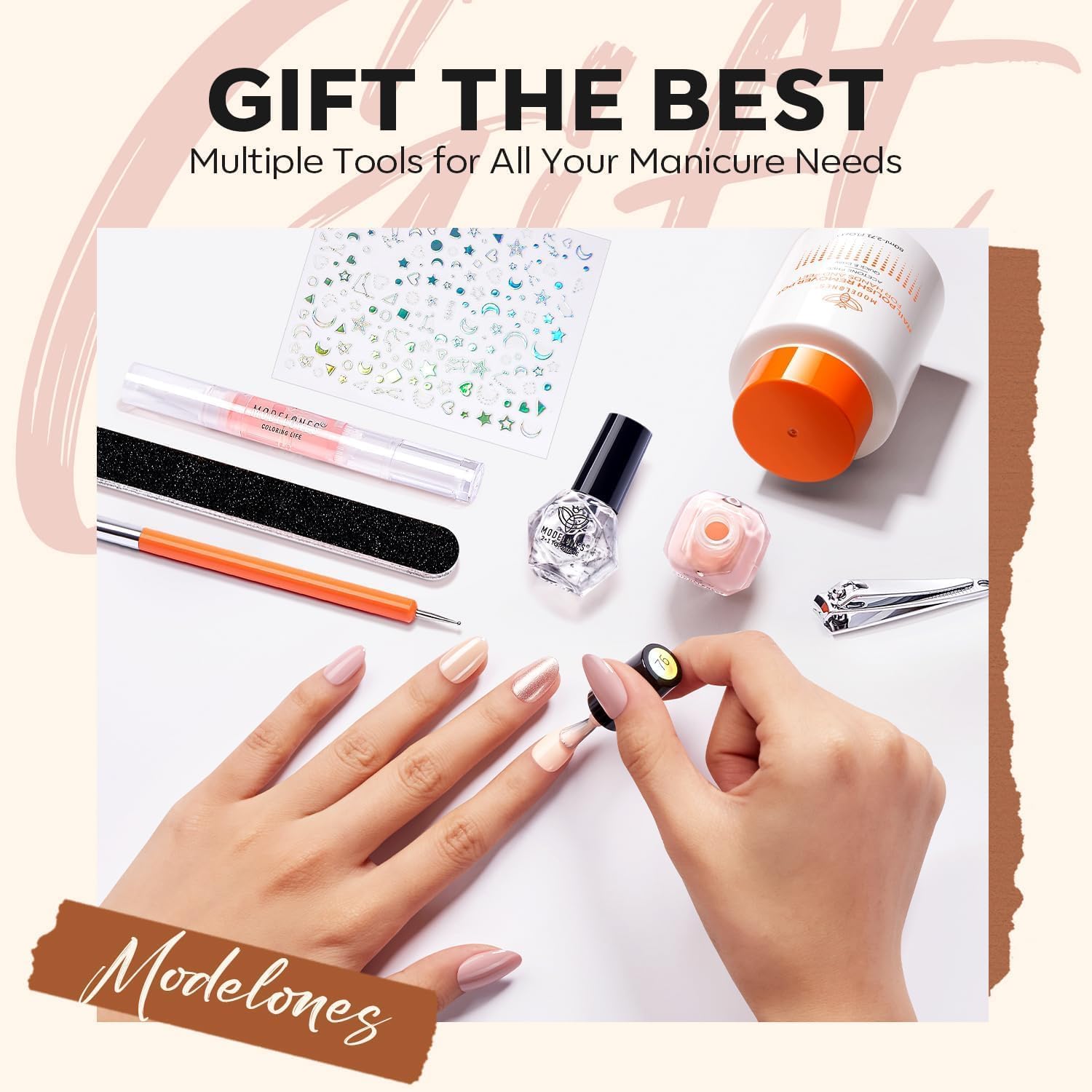 modelones Pink Nail Polish Set 6 Colors, Brown Glitter Quick Dry Mini Nail Lacquer Kit DIY Nail Art Manicure Gift for Women Girls - Image 5