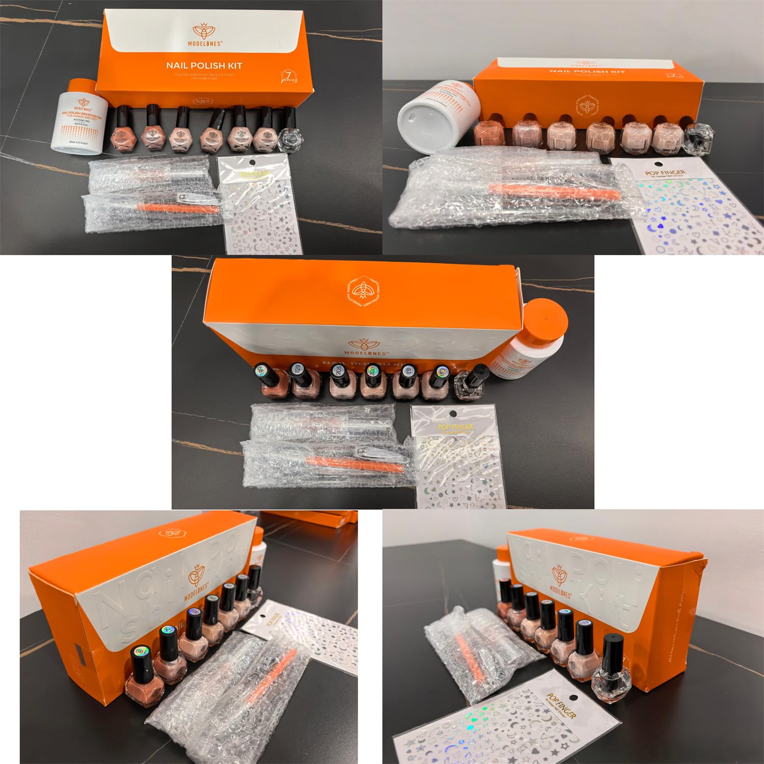 modelones Pink Nail Polish Set 6 Colors, Brown Glitter Quick Dry Mini Nail Lacquer Kit DIY Nail Art Manicure Gift for Women Girls - Image 9