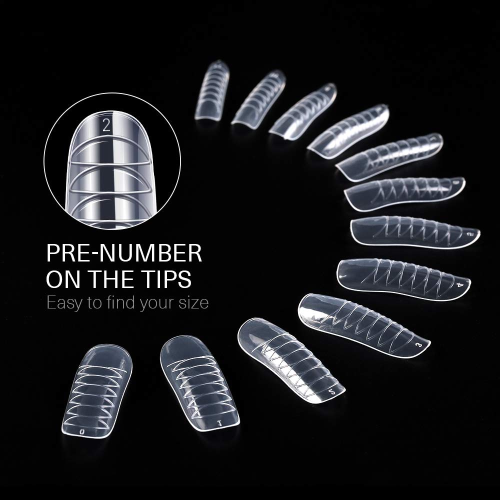 MODELONES Poly Extension Gel Dual Nail Form 120pcs Coffin Nails Clear Ballerina Nail Tips Full Cover - Image 3
