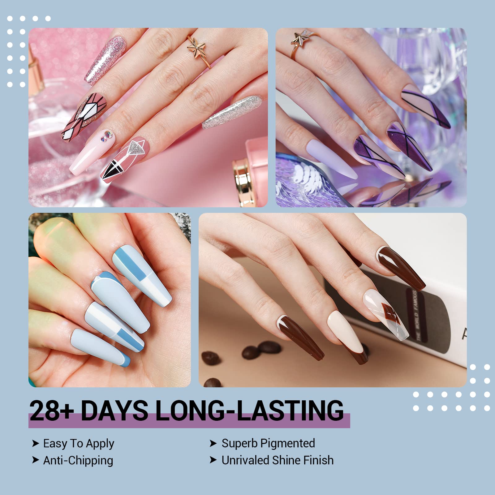 modelones Poly Gel Nail Kit 6 Colors with 8 W Nail Lamp Poly Extension Gel Red Pink Black Green Glitter Complete Starter Kit for Beginner DIY Salon Quality Manicures - Image 5