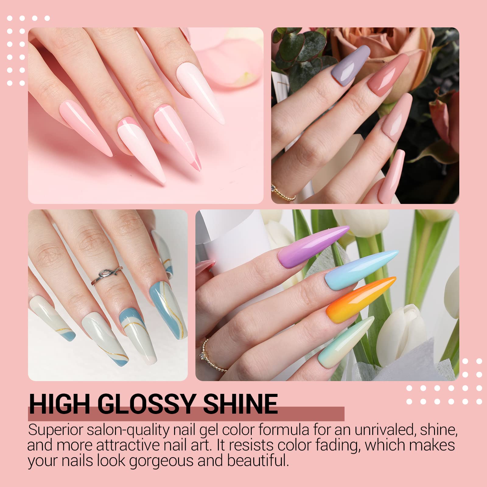 modelones Poly Gel Nail Kit 6 Colors with 8 W Nail Lamp Poly Extension Gel Red Pink Black Green Glitter Complete Starter Kit for Beginner DIY Salon Quality Manicures - Image 6