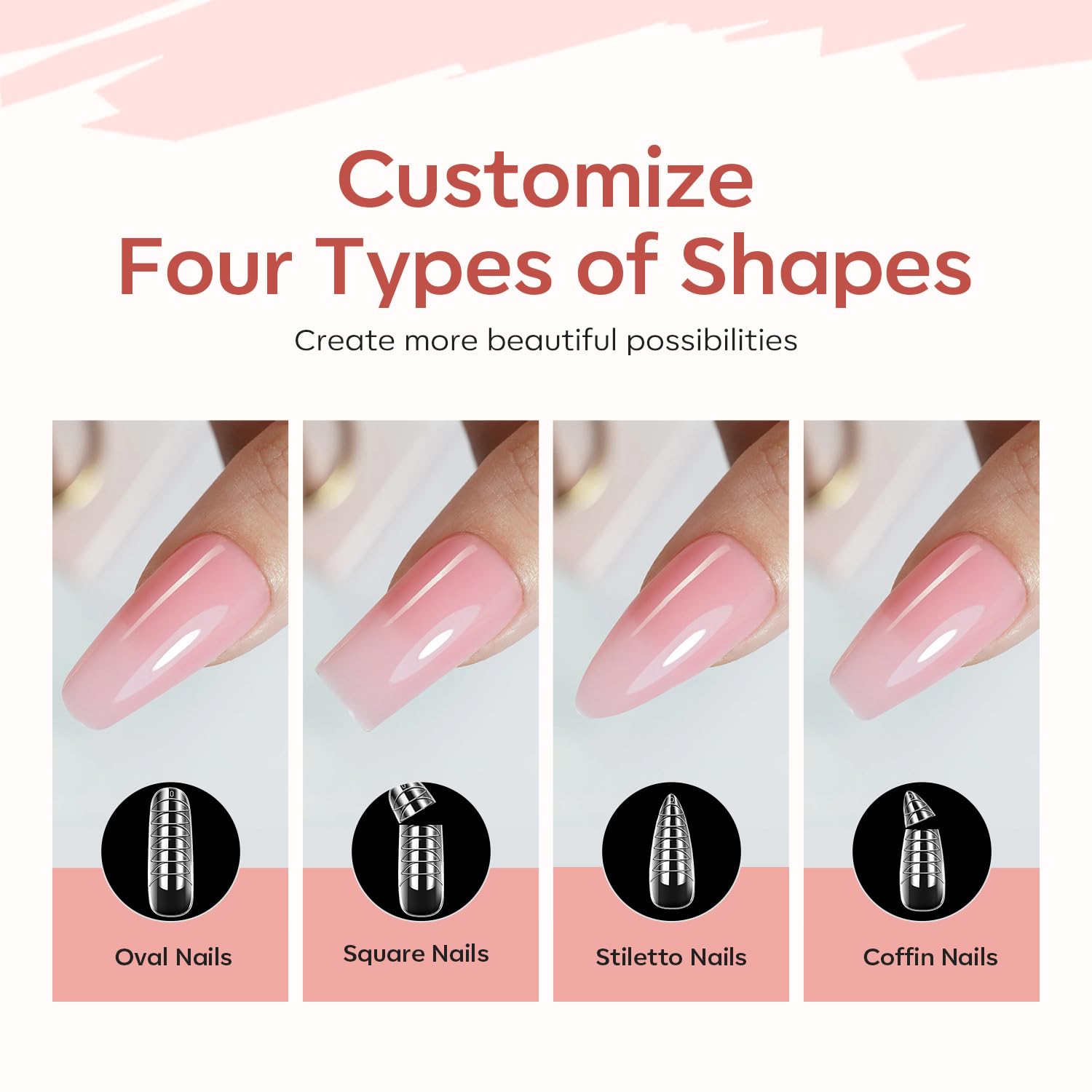 modelones Poly Gel Nail Kit 6 Colors with 8 W Nail Lamp Polygel Toenail Kit Extension Gel Kit Jelly Milky White Pink Nude Complete Tools Beginner Thickening Solutions DIY at Home for Women - Image 9