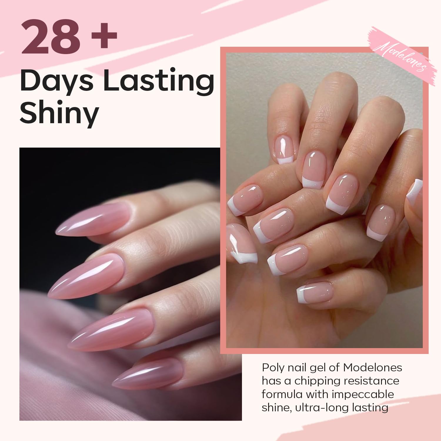 modelones Poly Gel Nail Kit 6 Colors with 8 W Nail Lamp Polygel Toenail Kit Extension Gel Kit Jelly Milky White Pink Nude Complete Tools Beginner Thickening Solutions DIY at Home for Women - Image 3