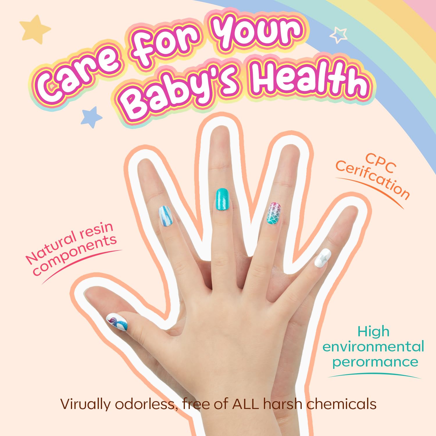 Modelones Press on Nails for Kids 144Pcs 6 Pack Children Acrylic Fake Nails Pre-glue Full Cover Glitter Color Butterfly Unicorn Short False Nail Kits Sets Thanksgiving Christmas Gifts for Girls - Image 7