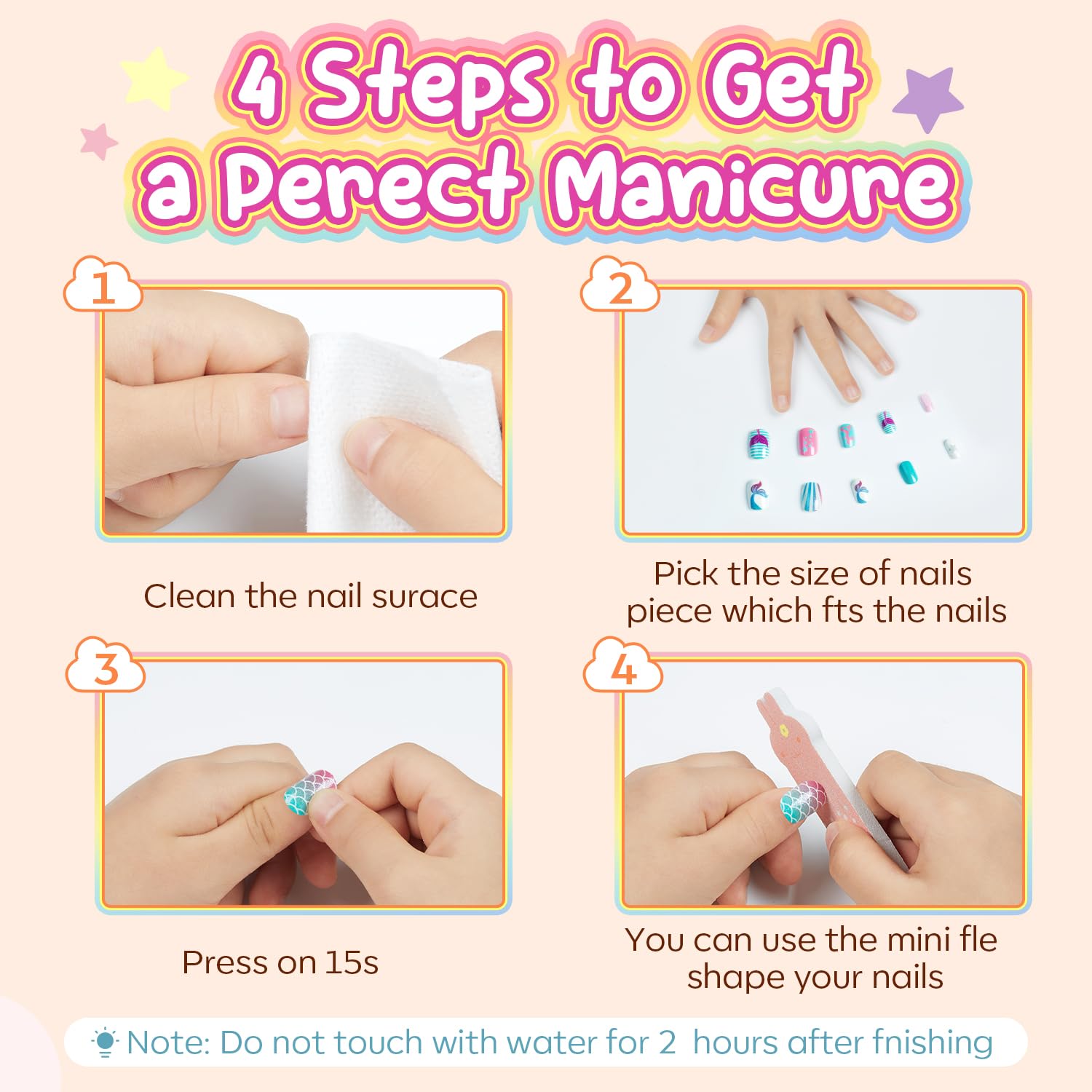 Modelones Press on Nails for Kids 144Pcs 6 Pack Children Acrylic Fake Nails Pre-glue Full Cover Glitter Color Butterfly Unicorn Short False Nail Kits Sets Thanksgiving Christmas Gifts for Girls - Image 8