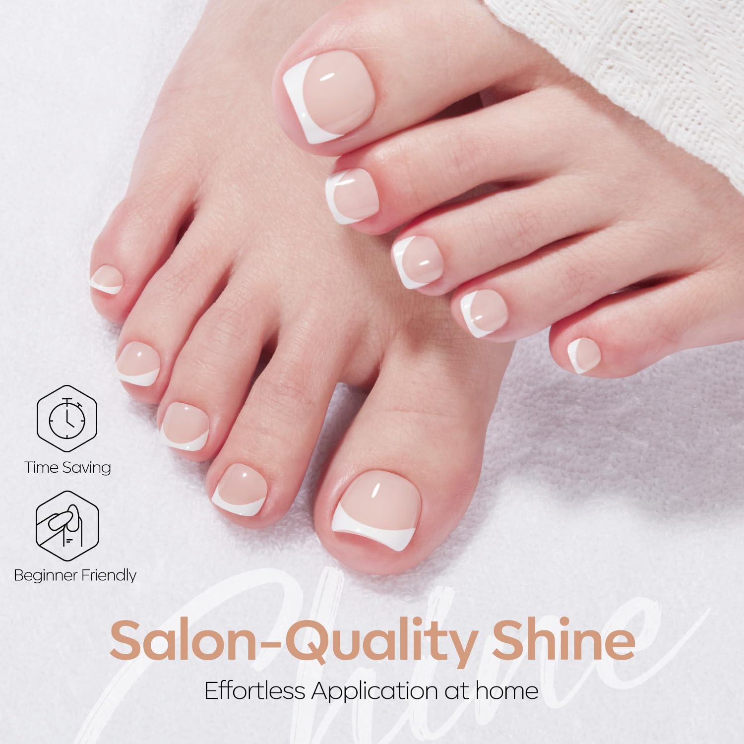 Modelones Press on Toenails Short, Nude French Tip Toe Nails Square, Reusable Nail Kit with Nail Glue Adhesive Tabs Mini Nail File, Toe Nails 36Pcs 18Sizes, Summer Spring Women Girl Gift - Image 3