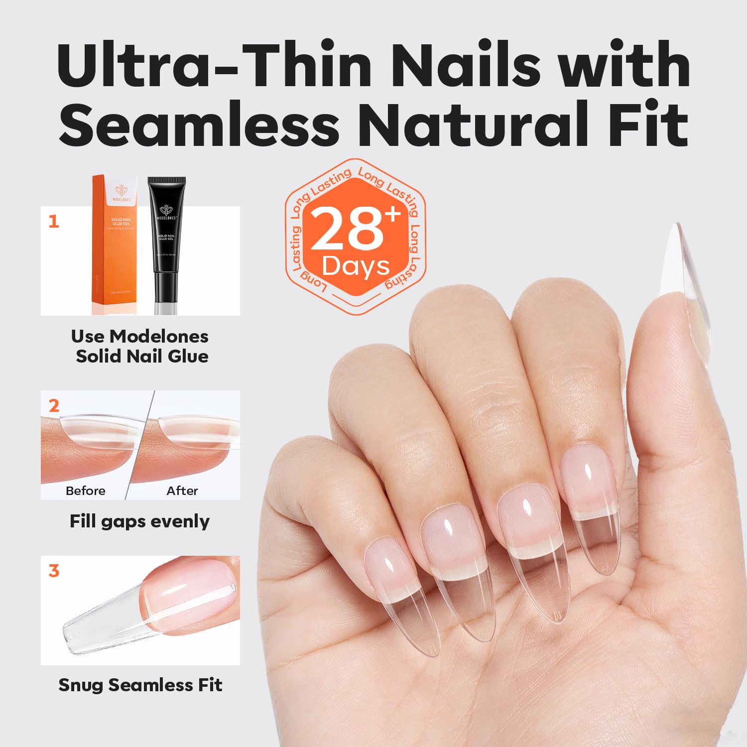 modelones Pro Luxe Instant Nail Apex Tips 15 Sizes, Medium Almond Extension Gel Tips Pre-building & Pre-etched Thicker Strength Acrylic Fake Nails Full Cover 120 Pcs - Image 4