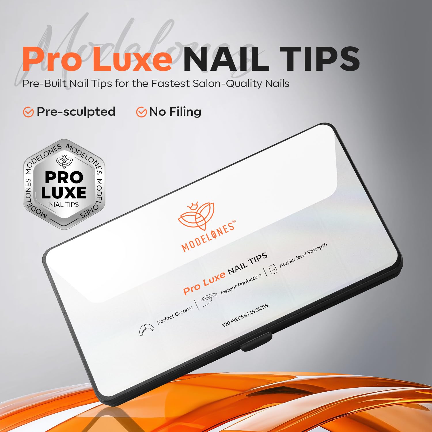 modelones Pro Luxe Instant Nail Apex Tips 15 Sizes, Medium Almond Extension Gel Tips Pre-building & Pre-etched Thicker Strength Acrylic Fake Nails Full Cover 120 Pcs - Image 7