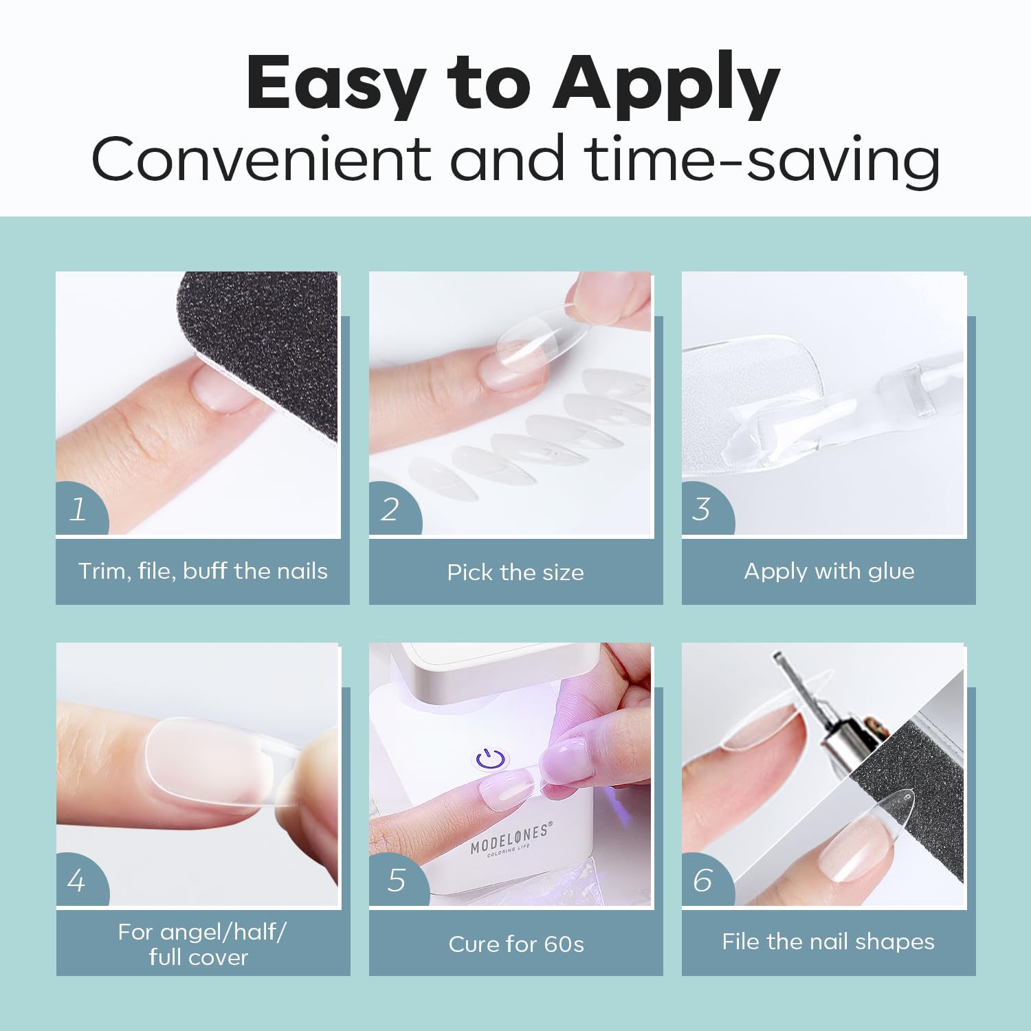 modelones Short Almond Fake Nail Tips - 510Pcs Full Matte Gel Tips Pre-shaped Full Cover Clear Acrylic Gel Kit False Press on Nails for Extension DIY Salon 15Sizes - Image 9