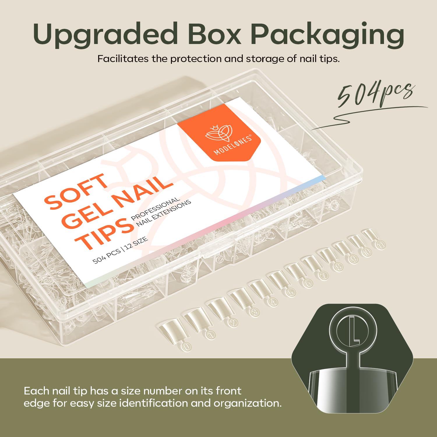 modelones Short Coffin Nail Tips, 504 PCS Half Cover Clear Acrylic Nail Tips Gel with Removable Number Handle with Box 12Sizes - Image 7