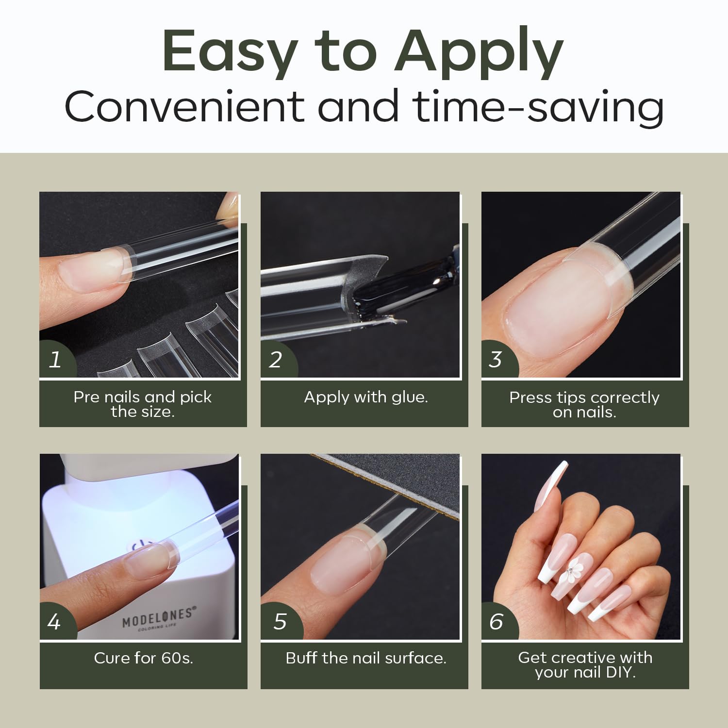 modelones Short Coffin Nail Tips, 504 PCS Half Cover Clear Acrylic Nail Tips Gel with Removable Number Handle with Box 12Sizes - Image 9