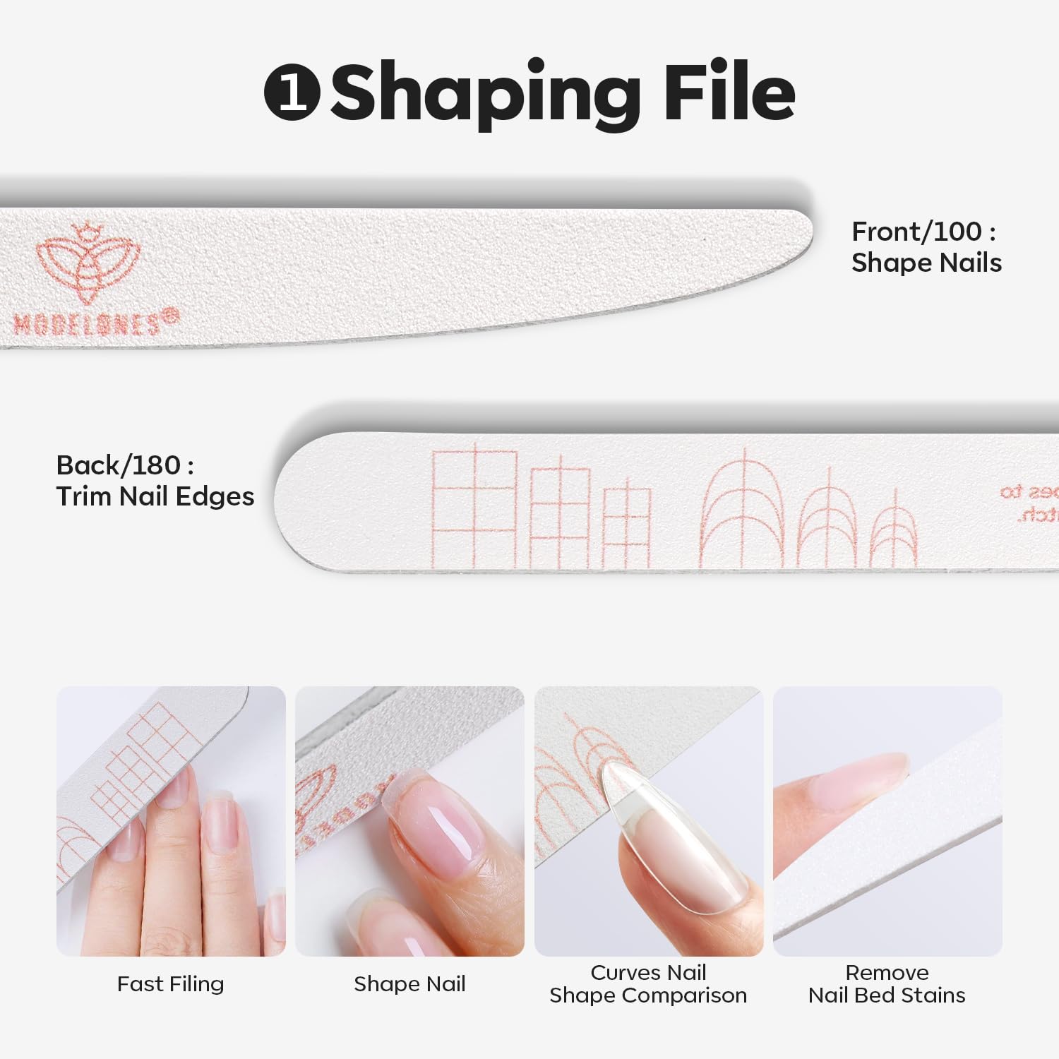 modelones Short Square Nail Tips 216PCS 12Sizes + 4PCS Nail Files and Nail Buffers - Image 6
