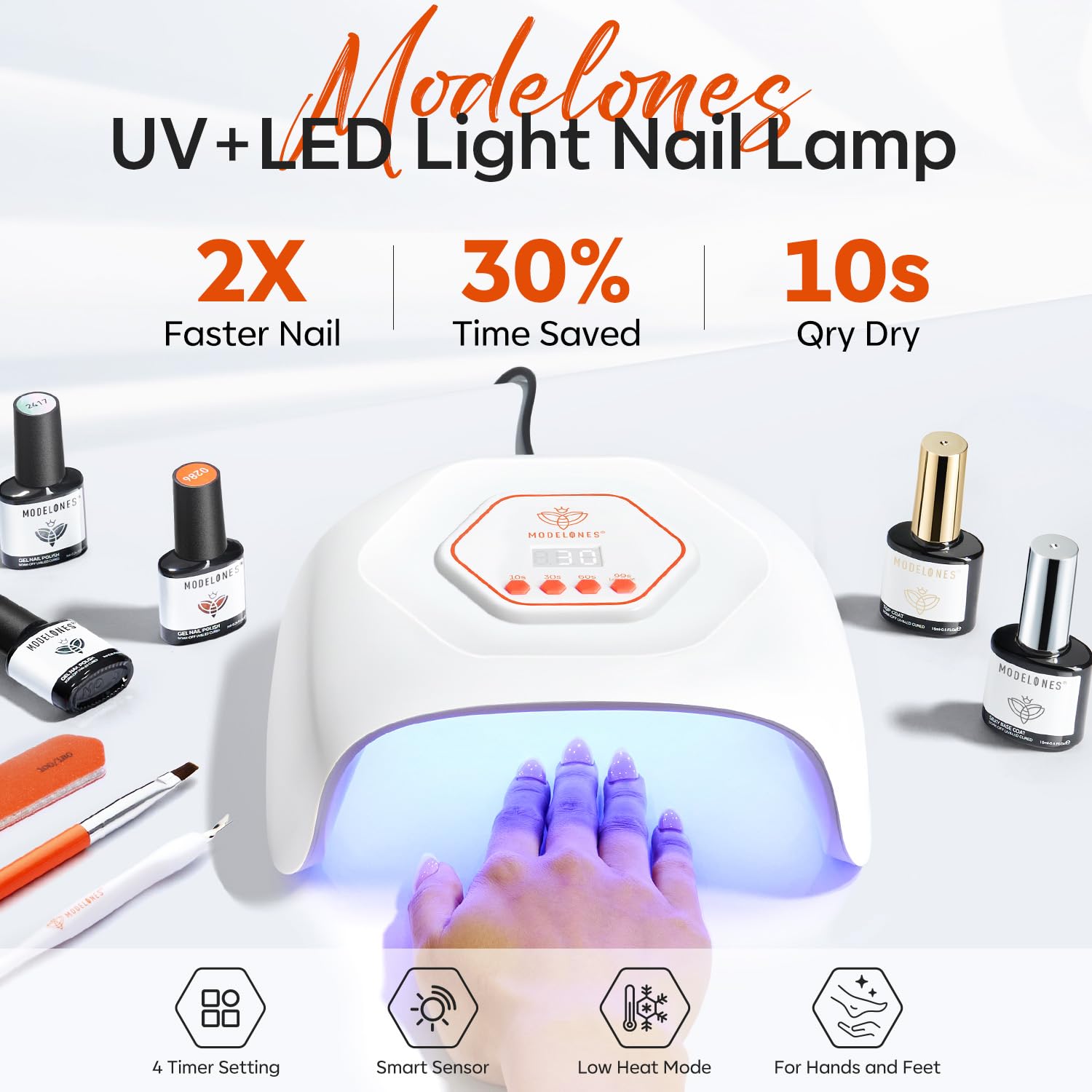 modelones UV LED Nail Lamp, Light for Gel Nails Nail Dryer Gel Polish Fast Curing with 4 Timer Smart Sensor Nail Art Tools Manicure Kit Starter Friendly Gifts for Women Girls - Image 5