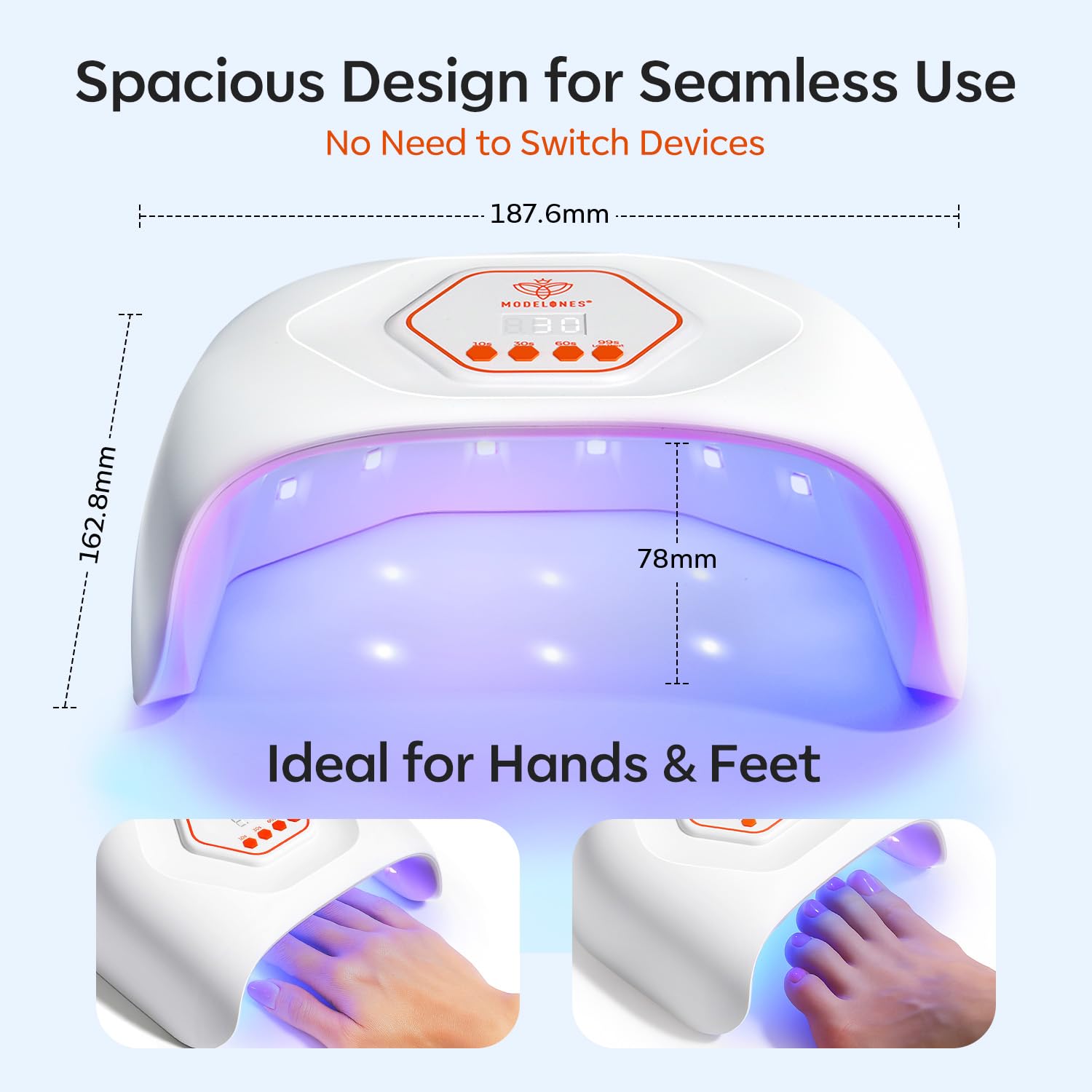 modelones UV LED Nail Lamp, Light for Gel Nails Nail Dryer Gel Polish Fast Curing with 4 Timer Smart Sensor Nail Art Tools Manicure Kit Starter Friendly Gifts for Women Girls - Image 8