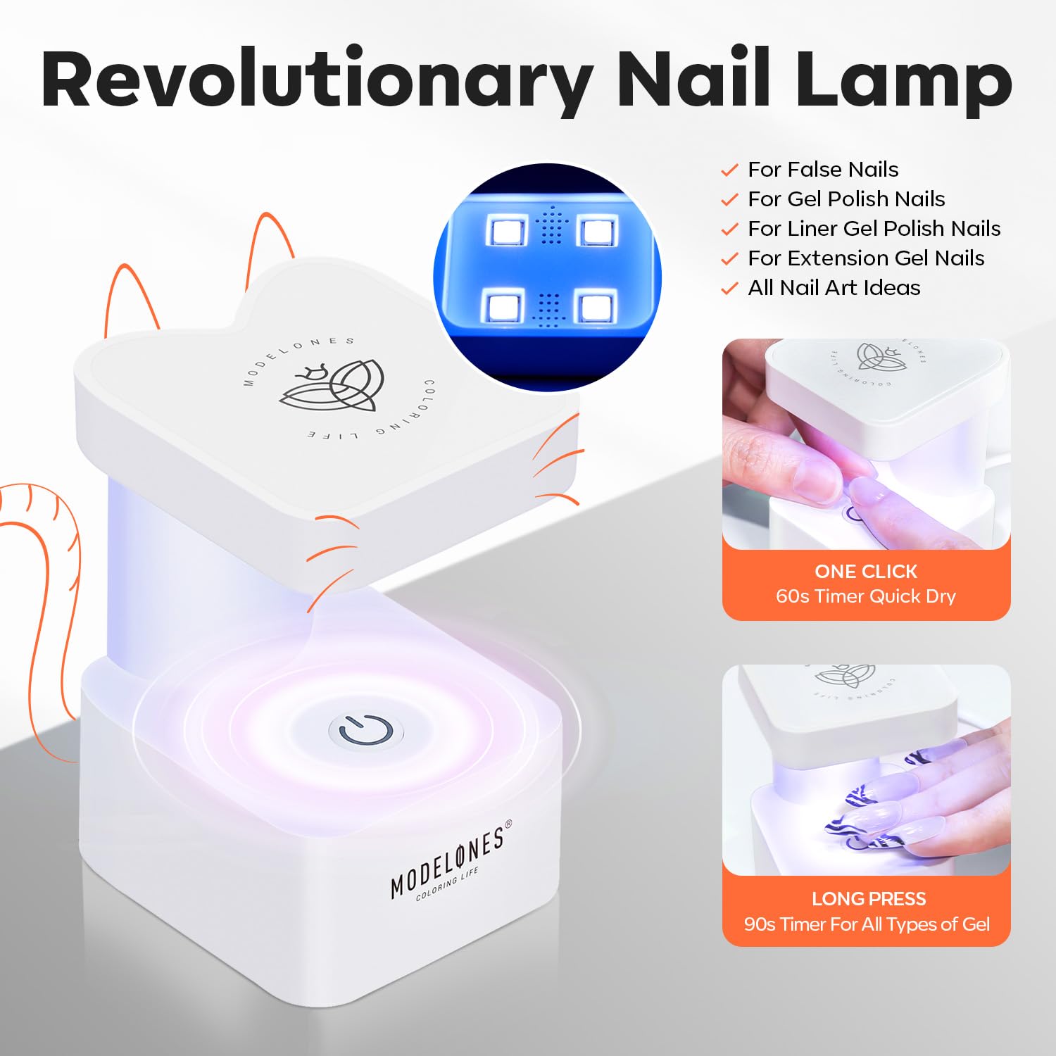 modelones X Nail Gel Kit Almond, 15Sizes Instant Apex False Nail Tips Solid Glue & Mini U/V Lamp, 240Pcs Medium Almond Pre-Building Thick Acrylic Press on Tips LED Light Extension Kit Women Gift - Image 9
