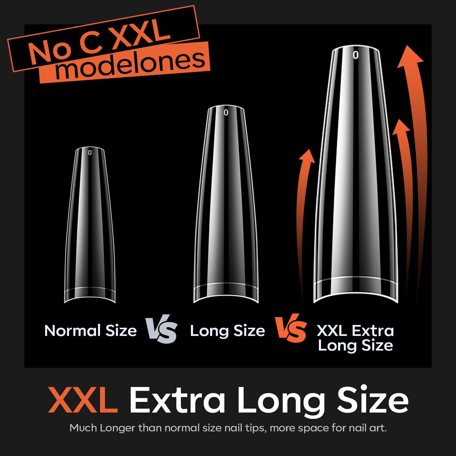 modelones XXL Long Coffin French Nail Tips, 504 PCS No C Curve Half Cover Clear Acrylic Fake Nails Tips Gel Pre-shaped 12 Sizes with Box - Image 7